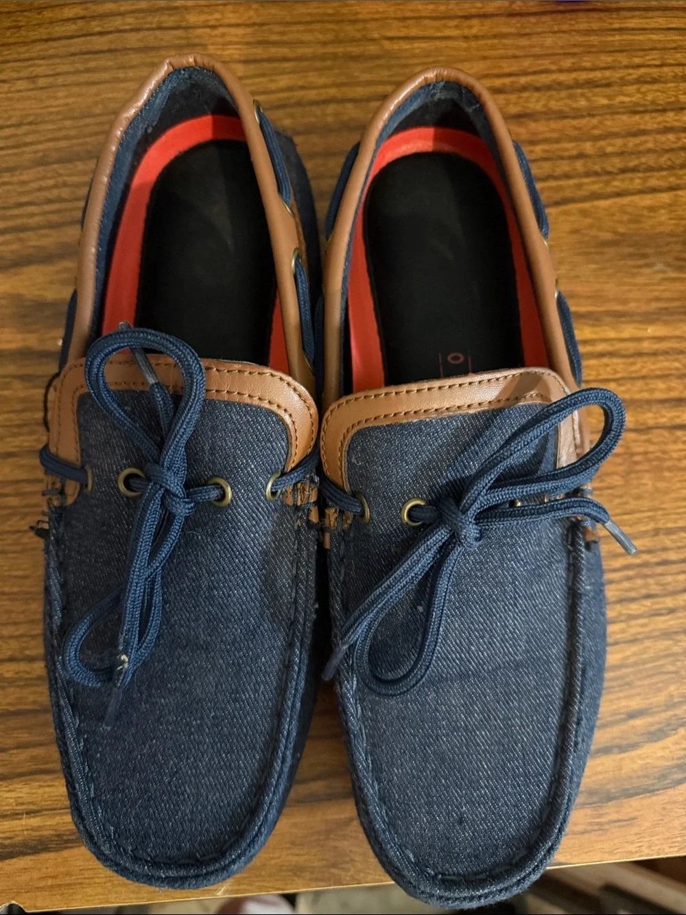 Levi's Dark Blue Denim Boat Shoes with Brown Trim